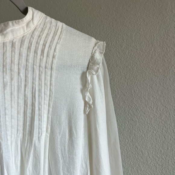 FREE PEOPLE | Linen Blend Clover Pintuck Linen Blend Tunic in White | Size S - Picture 5 of 11